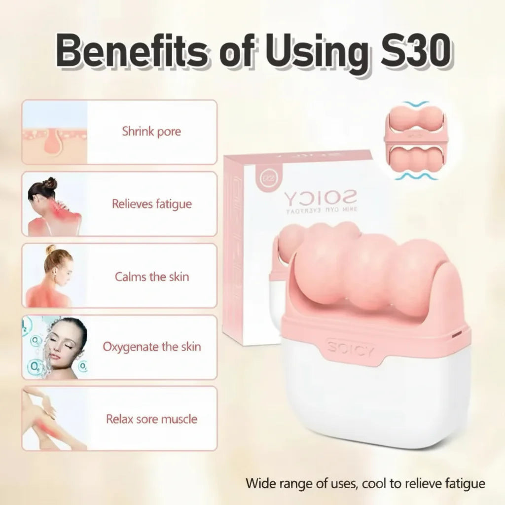 2-in-1 W+V Shaped Face Roller & Cool Ice Body Massager Cosmia.pk