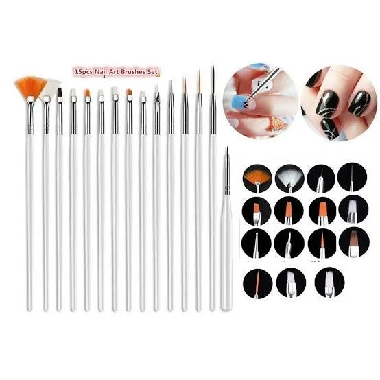 15 Pcs Nail Art Drawing Liner Brush Kit Cosmia.pk
