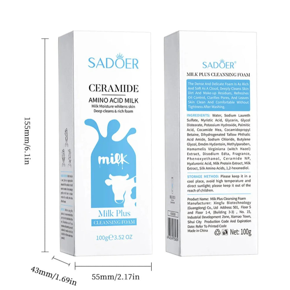 Sadoer Ceramide Milk Whitening Amino Acid Milk Plus Cleansing Foam – 100 g Sadoer