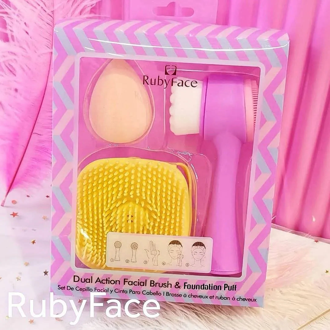 Ruby Face – Face Brush and Silicone Massage Bath Brush Set Ruby Face