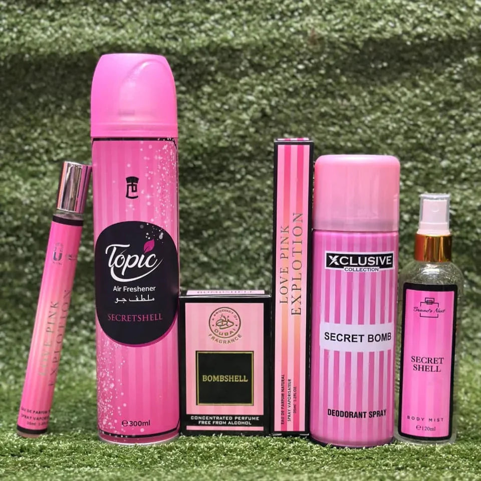 Bombshell Premium Fragrance Gift Set – Pack of 5 (Air Freshener, Body Bombshell