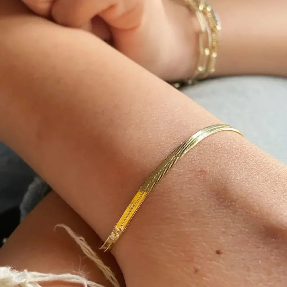 Trendy Flat Snake Chain Bracelets – Stainless Steel (Each) Cosmia