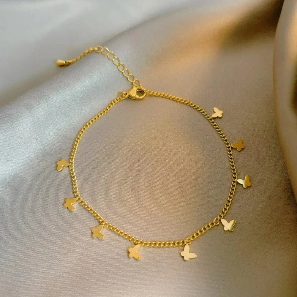 Stainless Steel Butterfly Anklet – Elegant & Trendy Foot Jewelry Cosmia