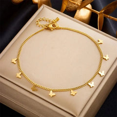 Stainless Steel Butterfly Anklet – Elegant & Trendy Foot Jewelry Cosmia