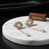 Gold Lips Pearl Drop Earrings – Glamorous Elegance with a Playful Twist