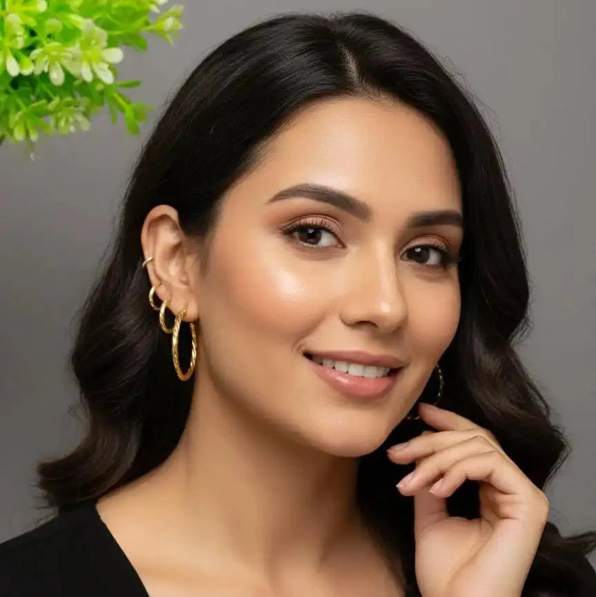 Gold-plated 5 pair hoops combo Cosmia