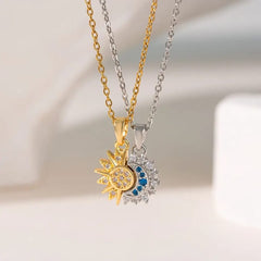 New Stainless Steel Magnetic Sun Moon Couple Locket Cosmia