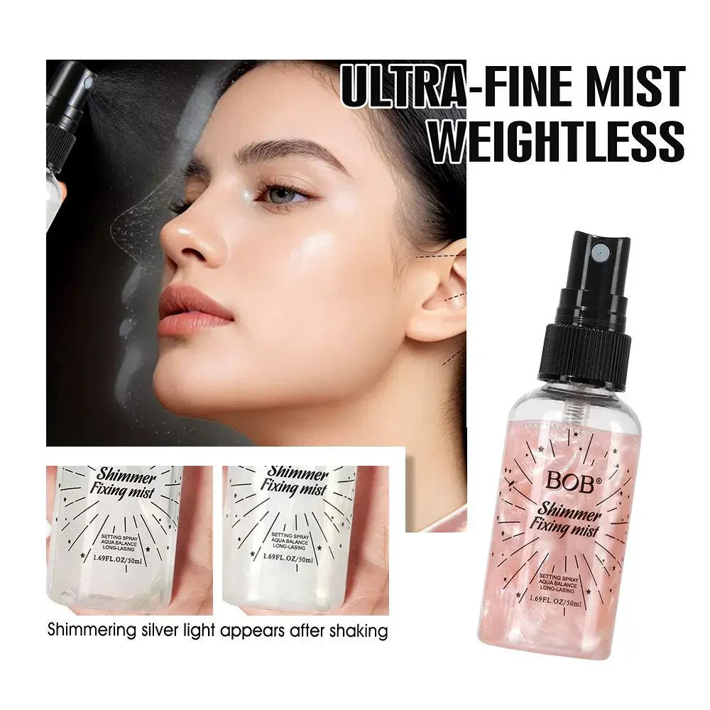 BOB Shimmer Fixing Mist – Long-Lasting Hydrating Setting Spray - 50ml BOB