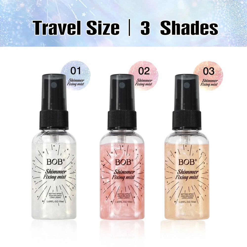 BOB Shimmer Fixing Mist – Long-Lasting Hydrating Setting Spray - 50ml BOB