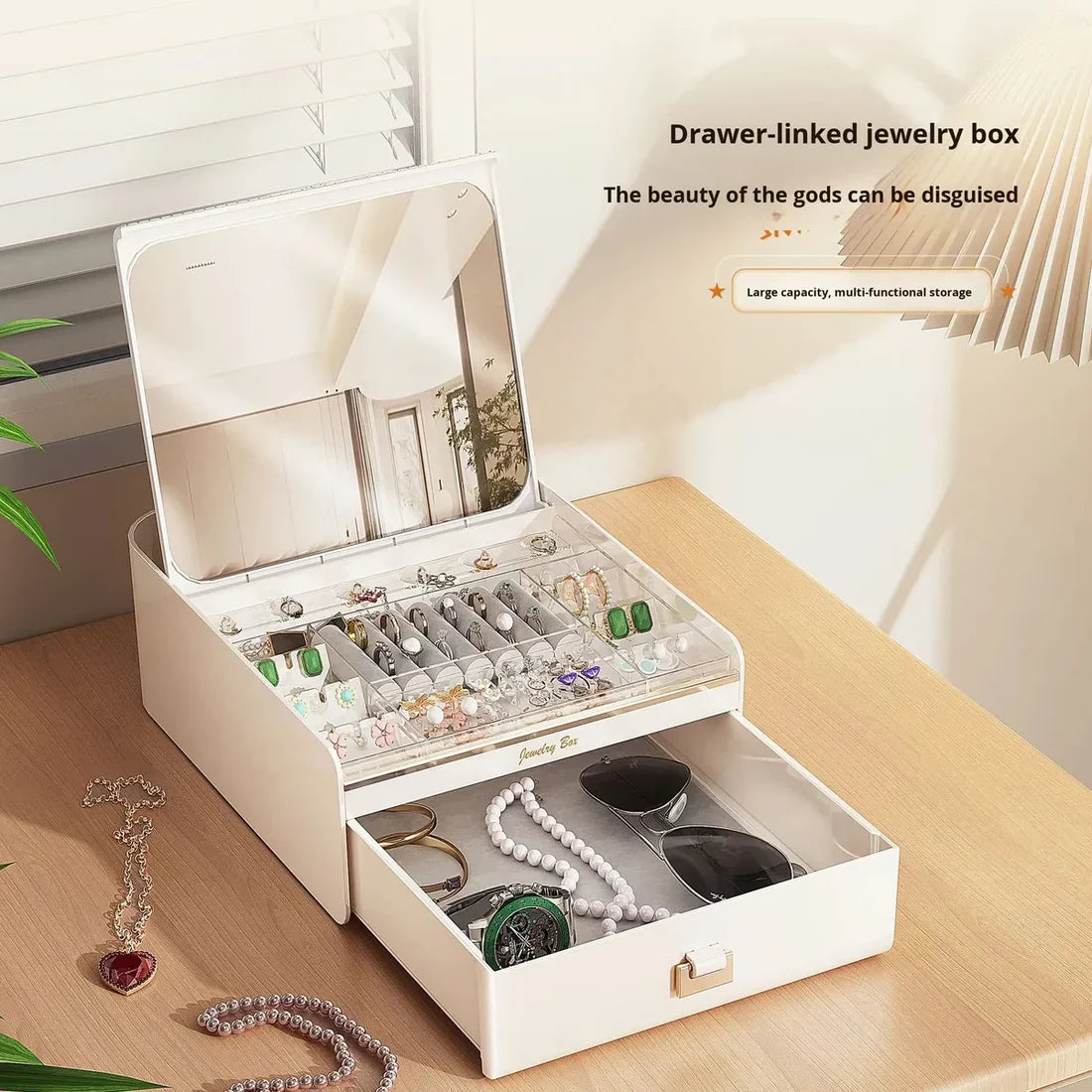 Elegant Jewelry Box Organizer with Built-in Mirror – Perfect Cosmia.pk