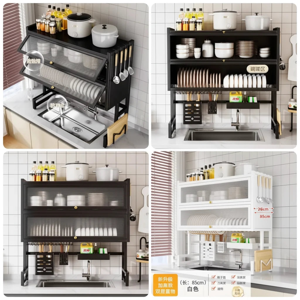 Double-Tier Metal Over-the-Sink Dish Drying Rack - Each Cosmia.pk