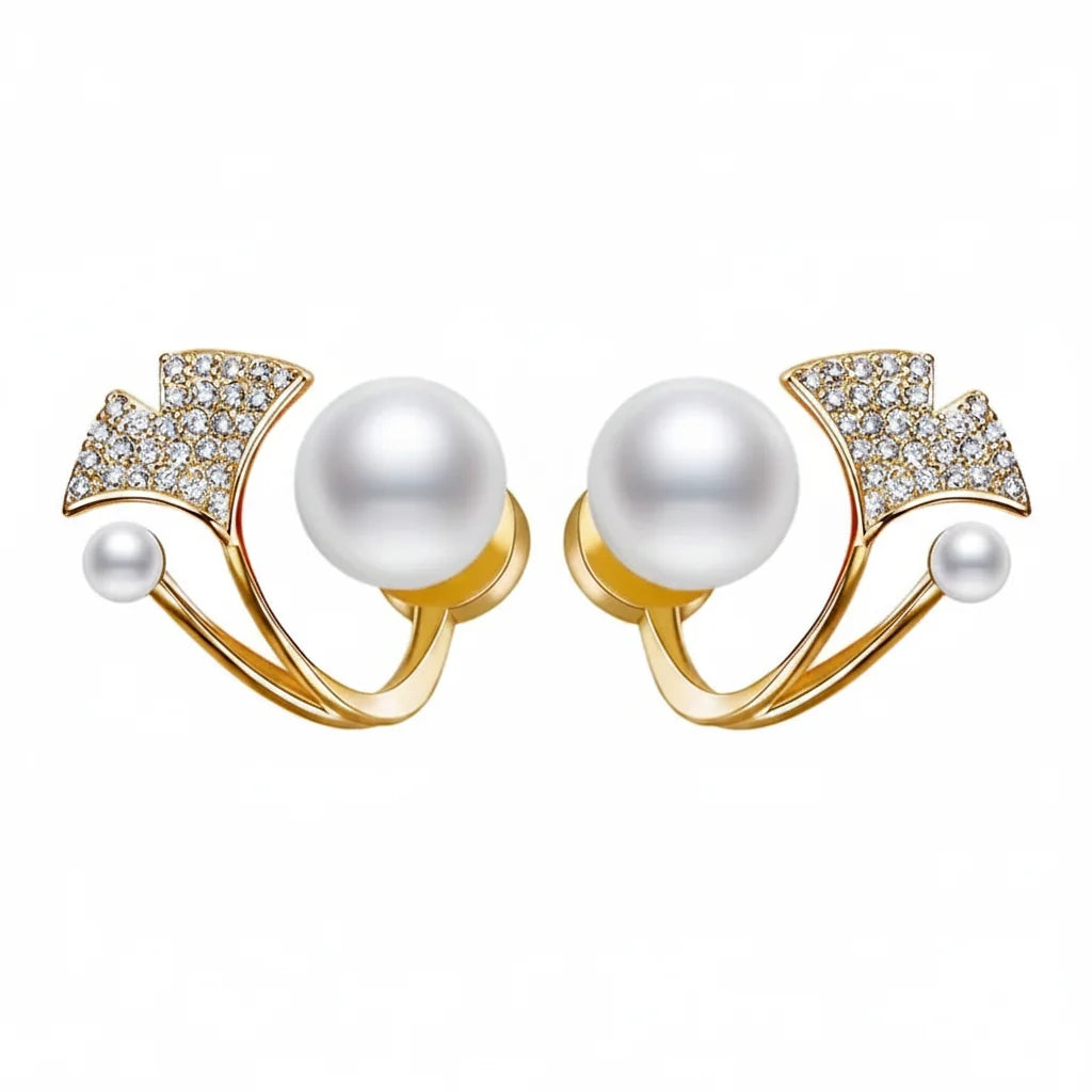 Mermaid Tail Pearl Stud Earrings - Each Cosmia.pk