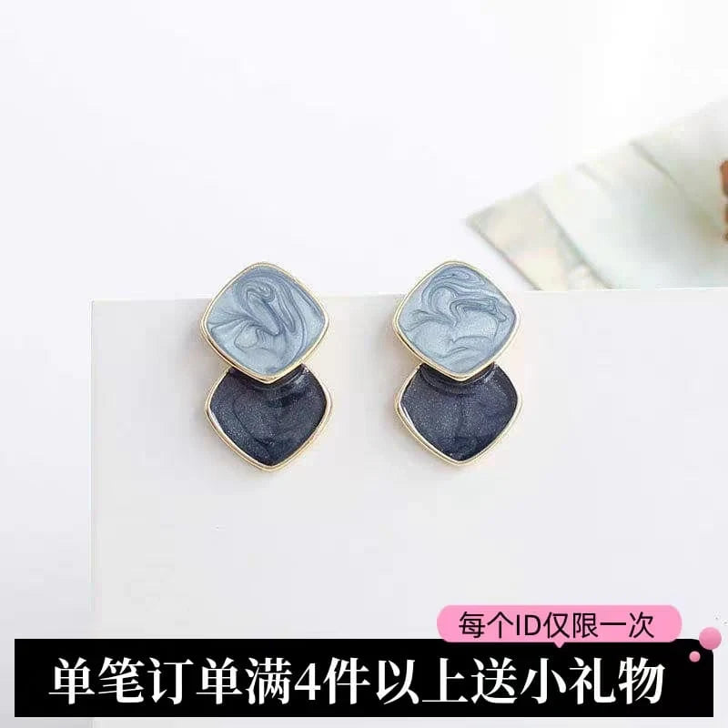 Double Square Geometric Stud Earrings - Each Cosmia.pk