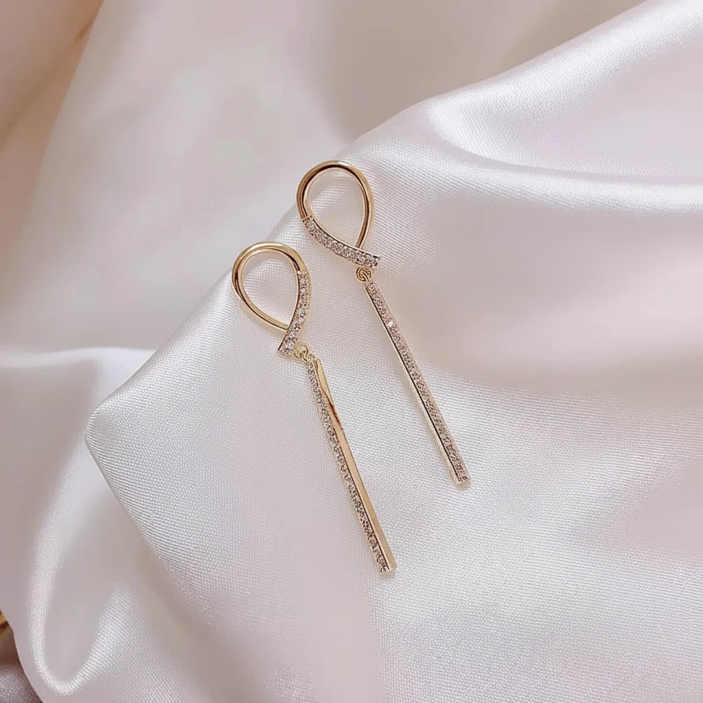 Bow Rhinestone Drop Earrings - Each Cosmia.pk