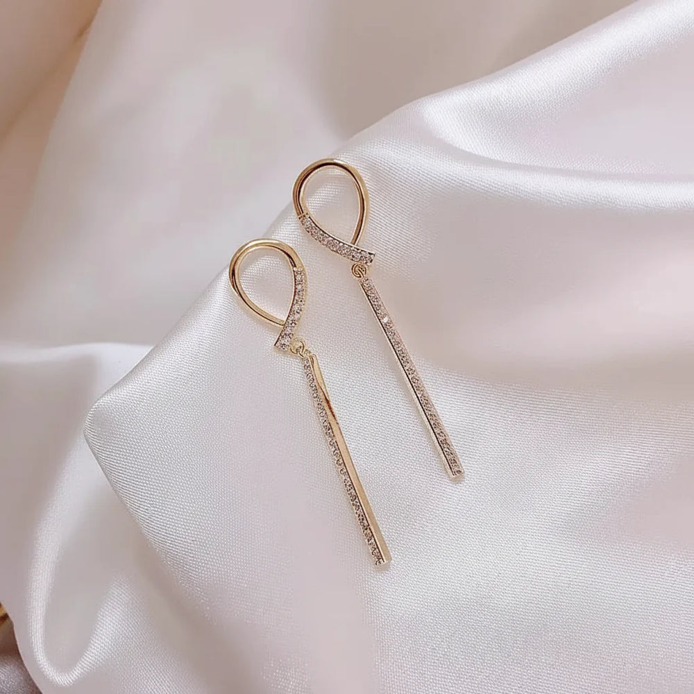 Bow Rhinestone Drop Earrings - Each Cosmia.pk