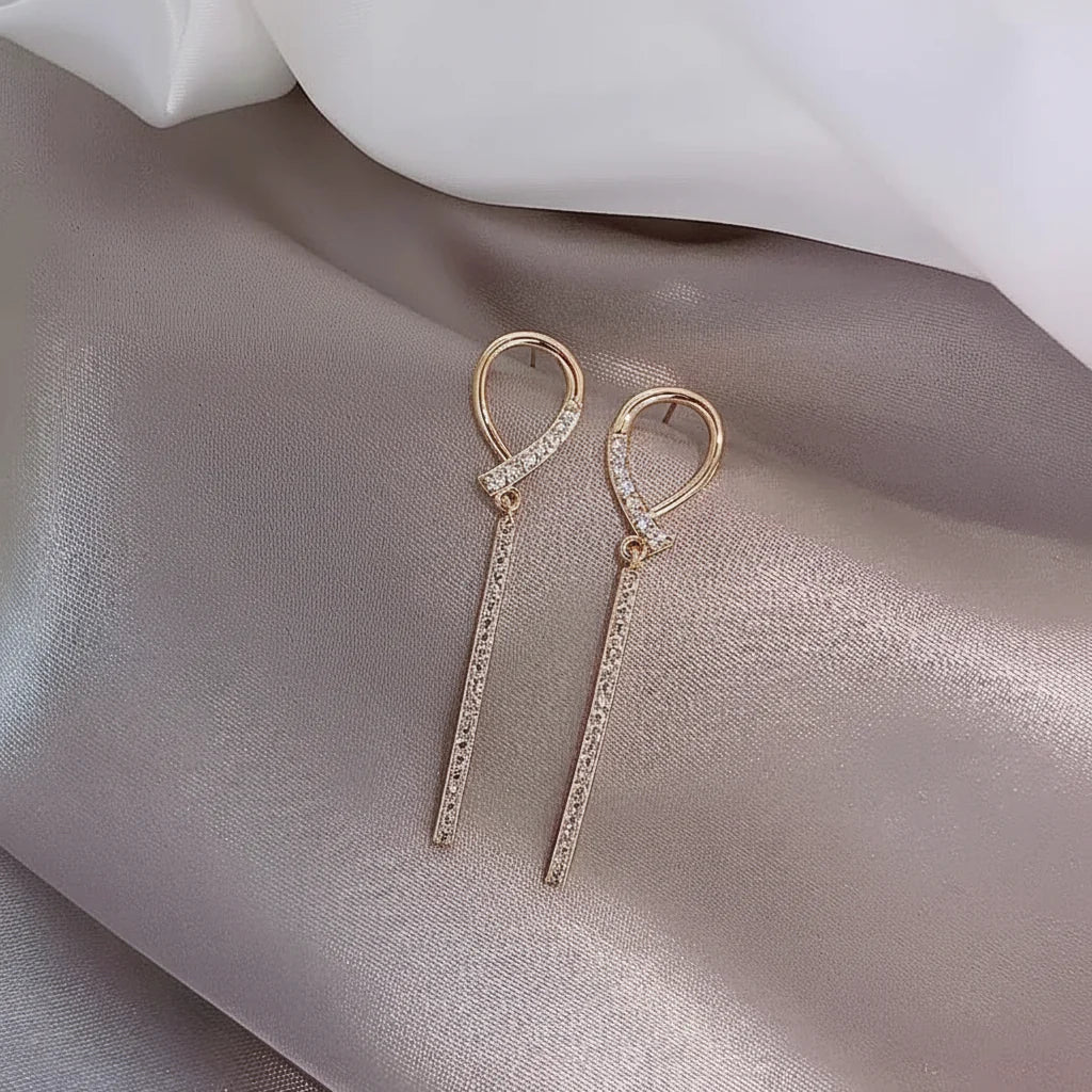 Bow Rhinestone Drop Earrings - Each Cosmia.pk
