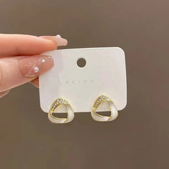 Golden Triangle Enamel Rhinestone Stud Earrings - Each Cosmia.pk