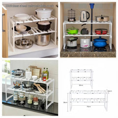 2-Tier Stainless Steel & ABS Plastic Storage Rack Cosmia.pk