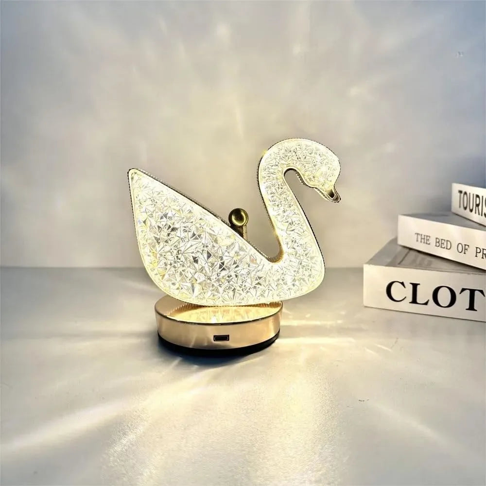 Crystal Swan Table Lamp 3 light Mode Cosmia.pk