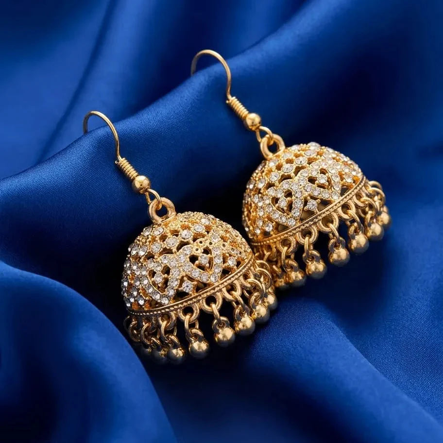 Intricate Gold-Plated Jhumka Earrings Cosmia.pk