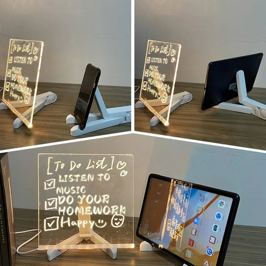 Acrylic dry-erase message board with an LED light-up base Cosmia.pk