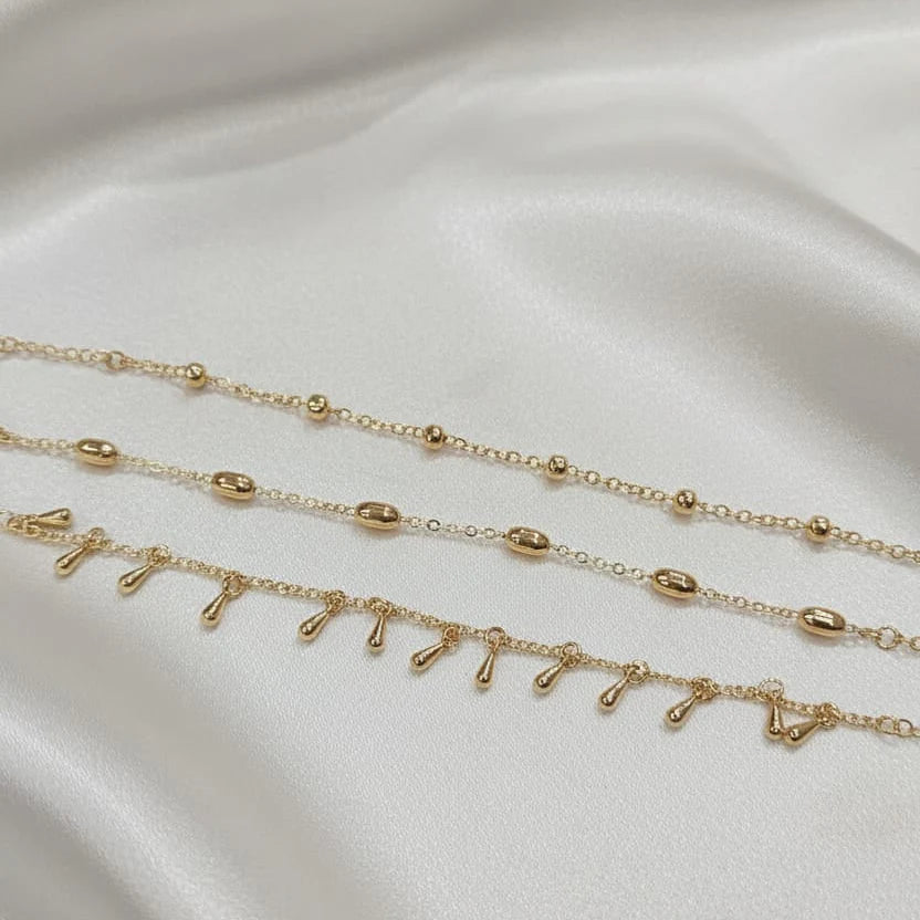 Gold plated 3 line anklet plus Bracelet Cosmia