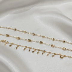 Gold plated 3 line anklet plus Bracelet Cosmia