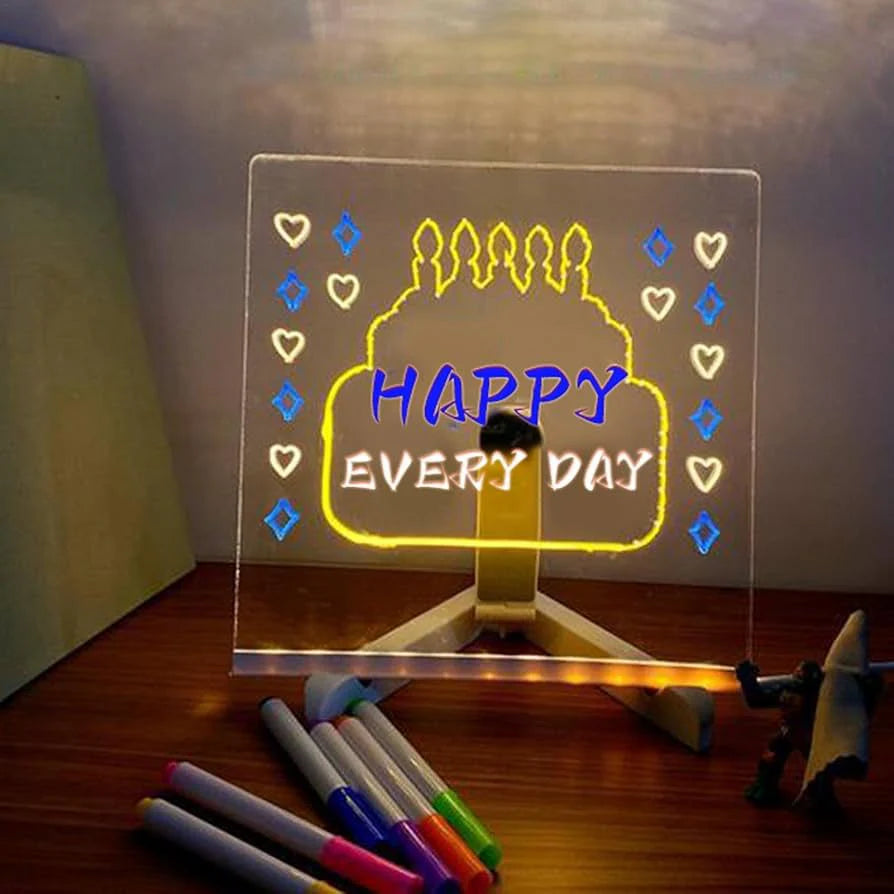 Acrylic dry-erase message board with an LED light-up base Cosmia.pk