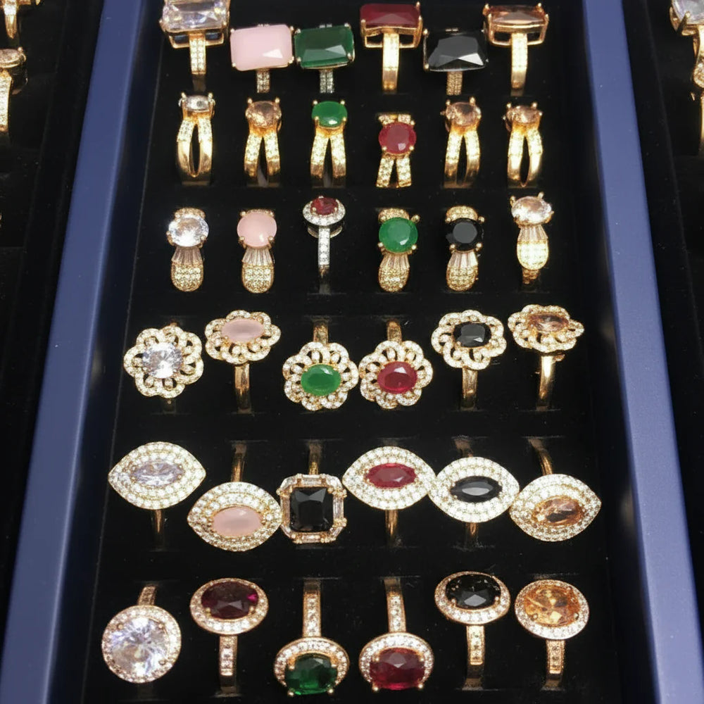 Gold-Plated Zircon Stone Rings Cosmia.pk