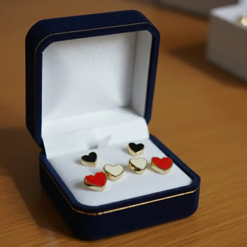 Small Heart Shape Earrings - 3Pcs Cosmia.pk