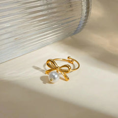 Forever Bow pearl charm RING Cosmia