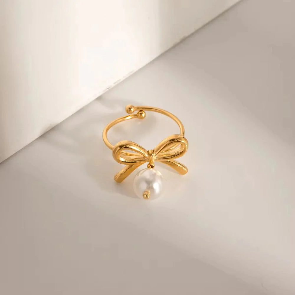 Forever Bow pearl charm RING Cosmia