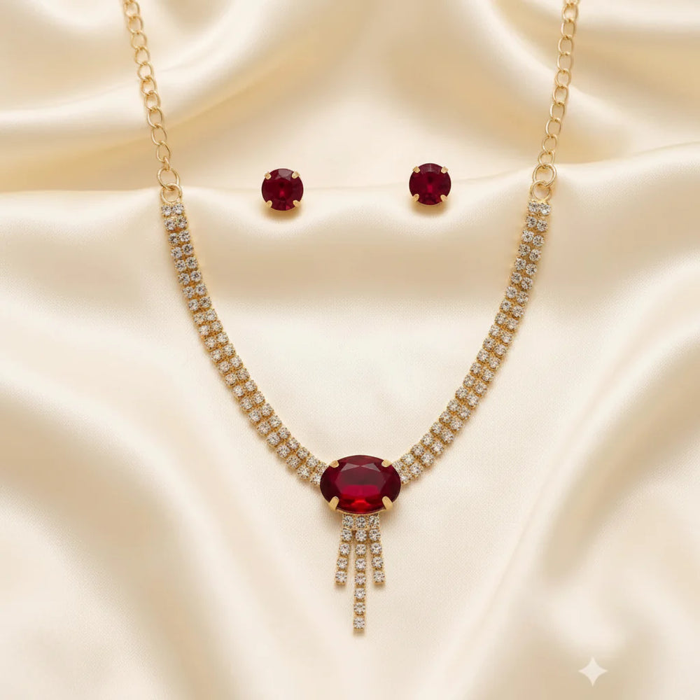 American Diamond Zircon Fancy Necklace Set Cosmia.pk