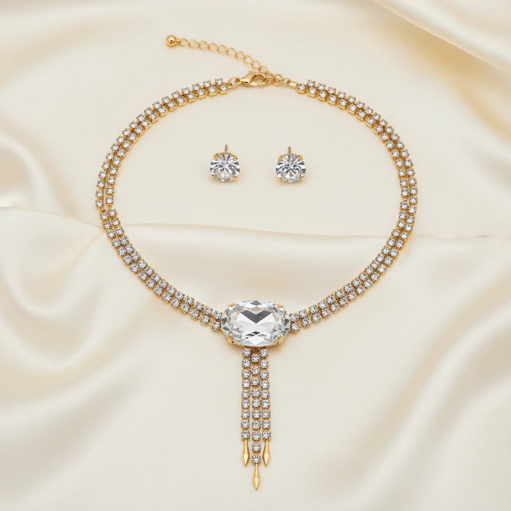 American Diamond Zircon Fancy Necklace Set Cosmia.pk