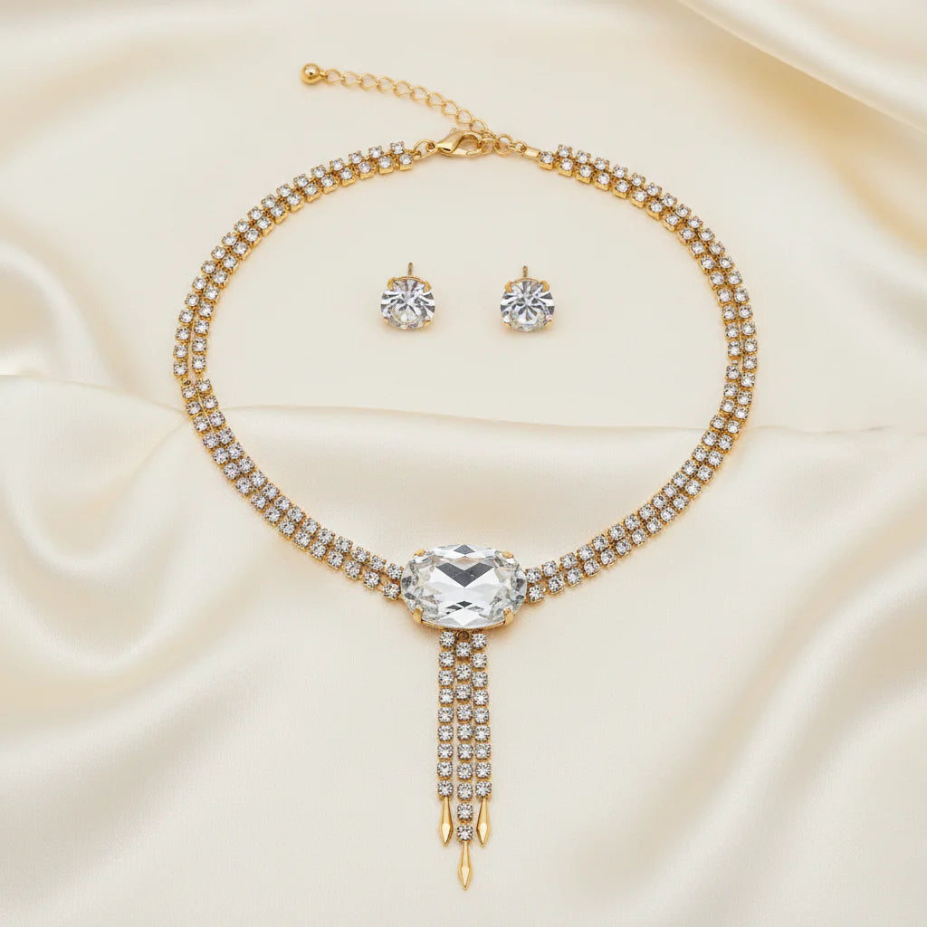 American Diamond Zircon Fancy Necklace Set Cosmia.pk