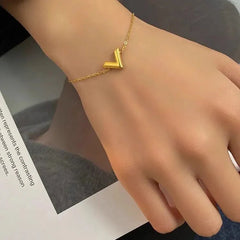 Luxury Design Stainless Steel Letter V Bracelet Cosmia