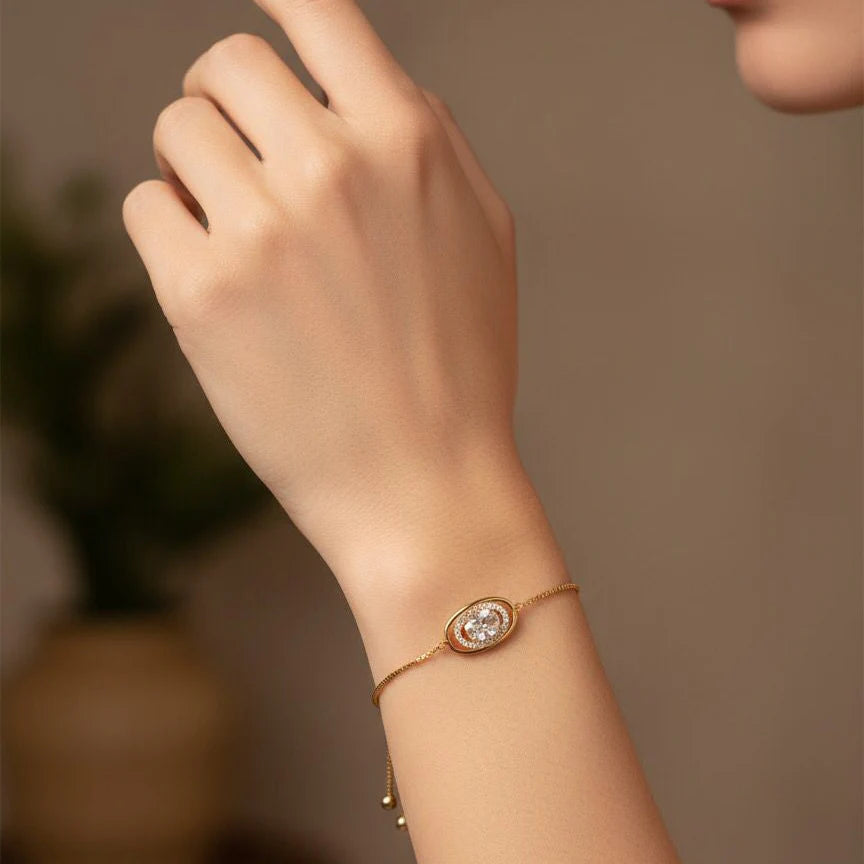 Oval Crystal Charm Bracelet Cosmia