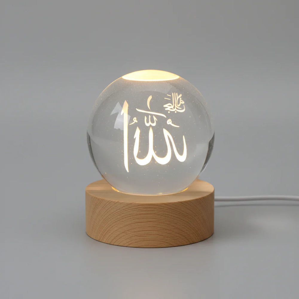 Allah Crystal Ball 3D Arabic Night Lamp Cosmia.pk