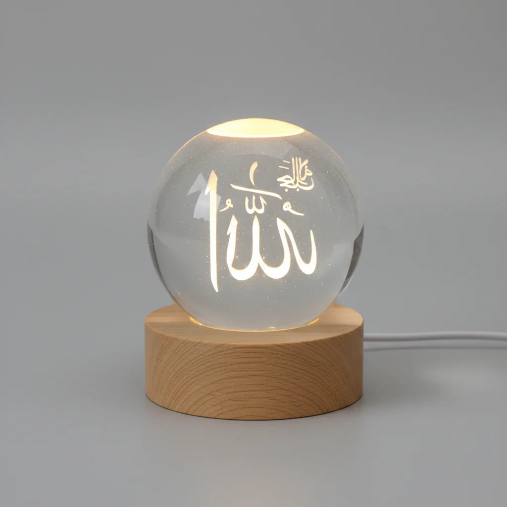 Allah Crystal Ball 3D Arabic Night Lamp Cosmia.pk