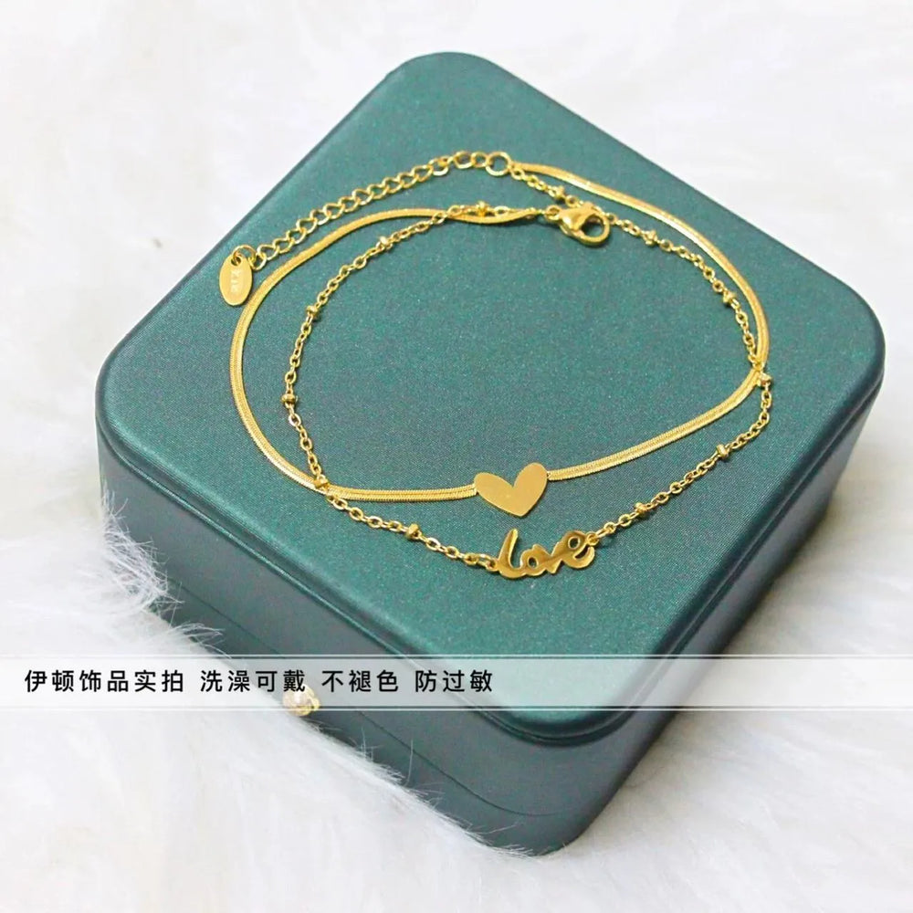 Stainless Steel Heart Love Anklet Cosmia