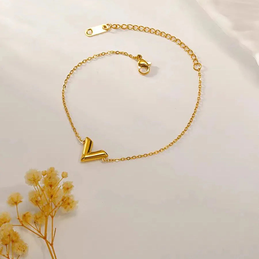 Luxury Design Stainless Steel Letter V Bracelet Cosmia