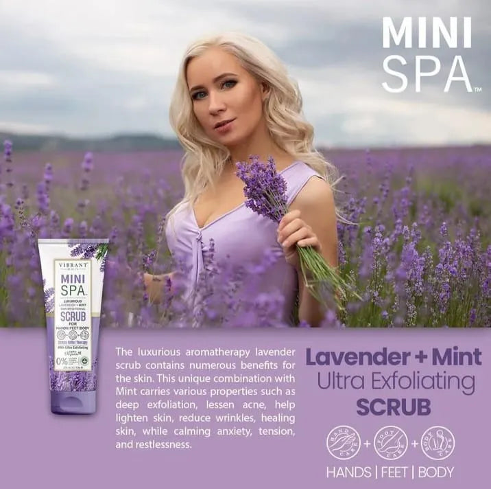 Vibrant Beauty Mini Spa Lavender + Mint Manicure Pedicure Kit - 200ml Vibrant Beauty