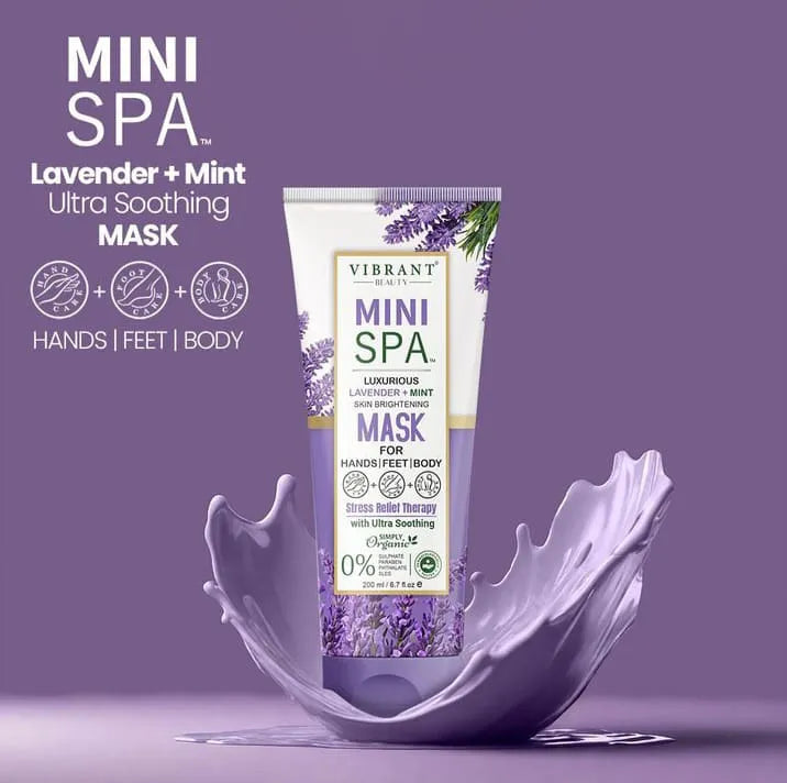Vibrant Beauty Mini Spa Lavender + Mint Manicure Pedicure Kit - 200ml Vibrant Beauty