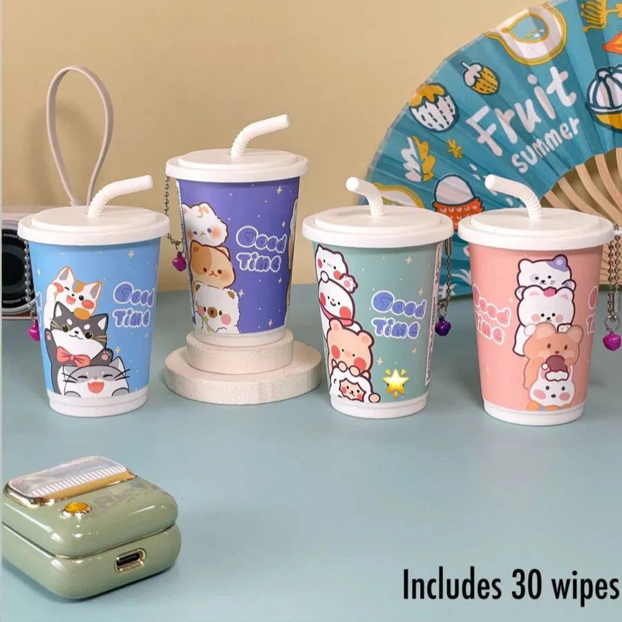 Wet Wipes Sipper Glass – 30 Sheets | Cute & Portable Canister Design Cosmia.pk