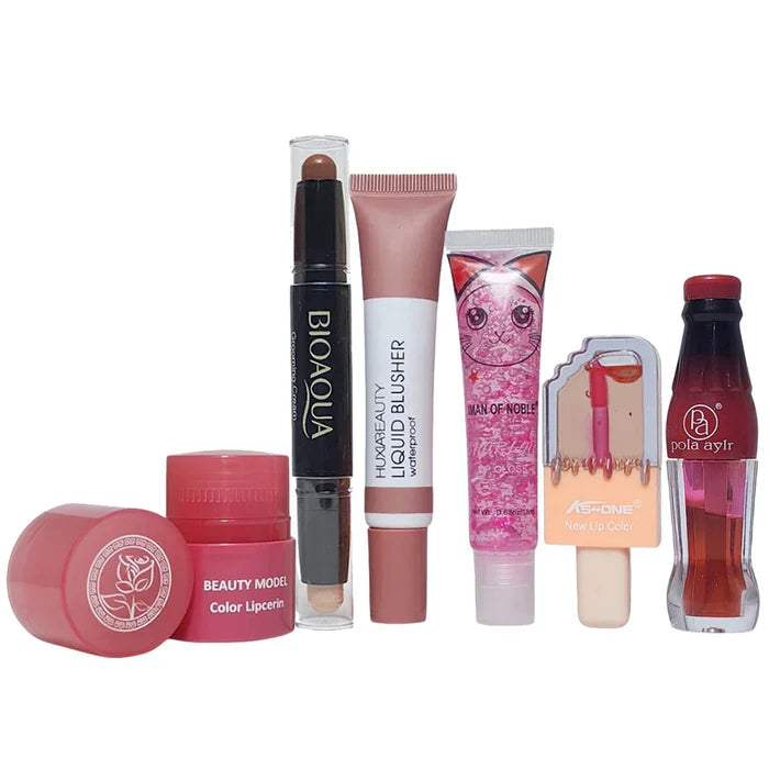 6 in 1 Deals Keychain Style lip gloss & Water Light lip gloss & Stick Cosmia.pk