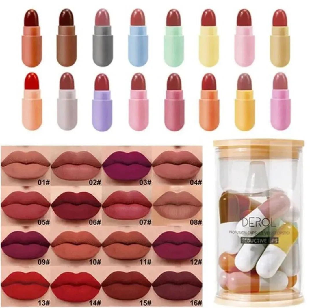 Beauty Gelanzi Mini Capsule Lipstick – 16 Pcs, 8 Colors Derol