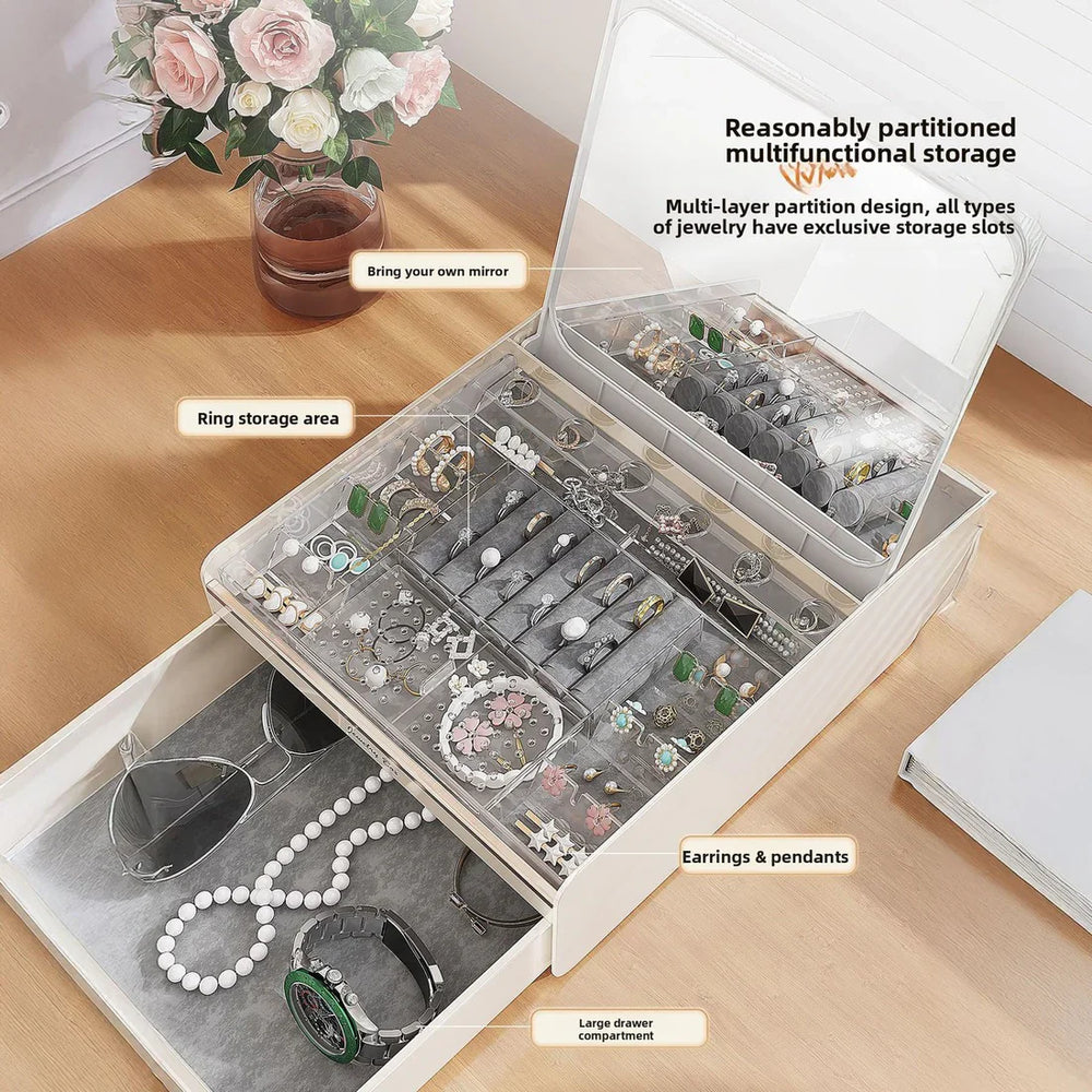 Elegant Jewelry Box Organizer with Built-in Mirror – Perfect Cosmia.pk