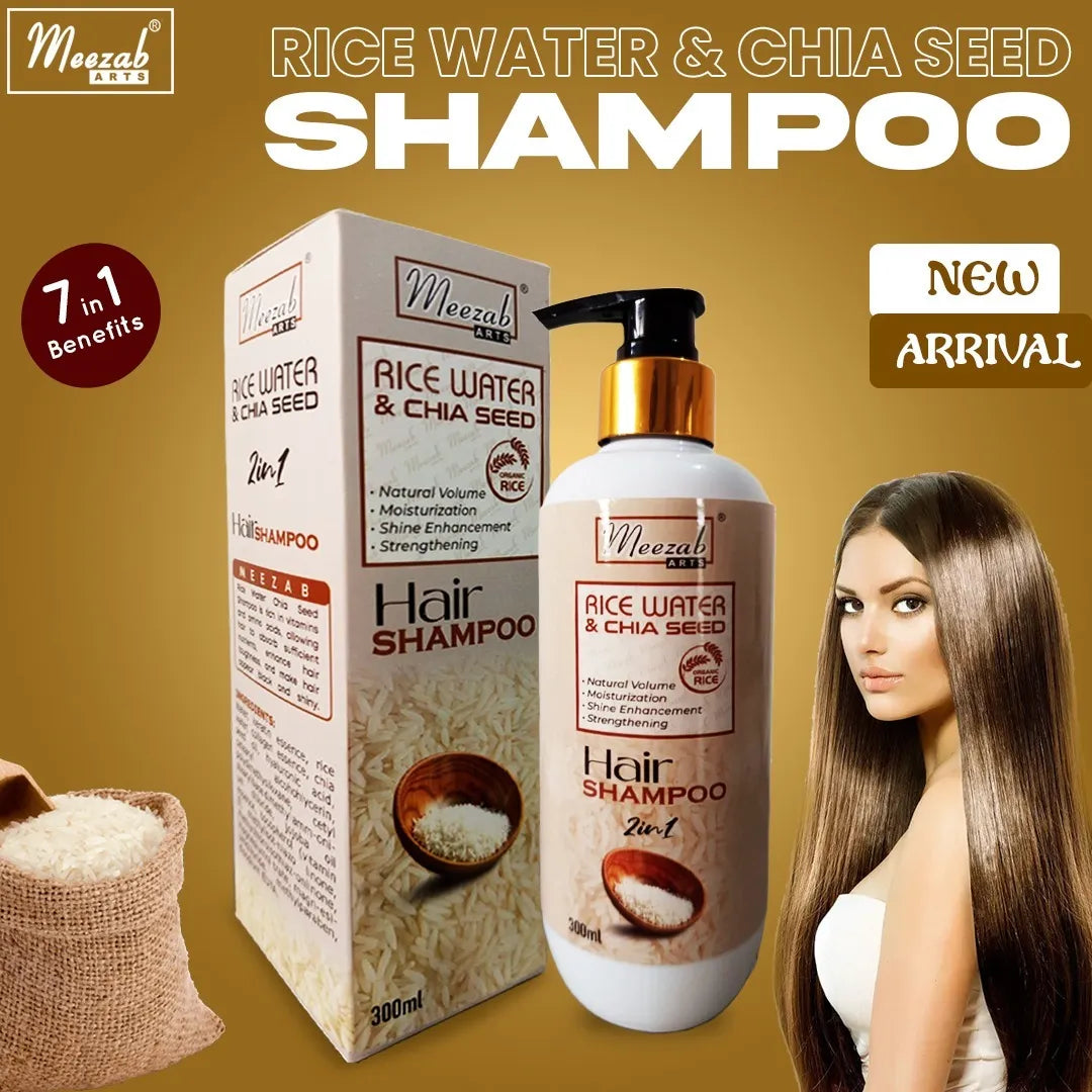 Meezab Arts rice water & chia seed organic rice hair shampoo 300ml Meezab