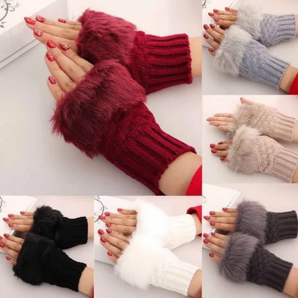 Korean Hand Fur Wool Gloves Cosmia.pk