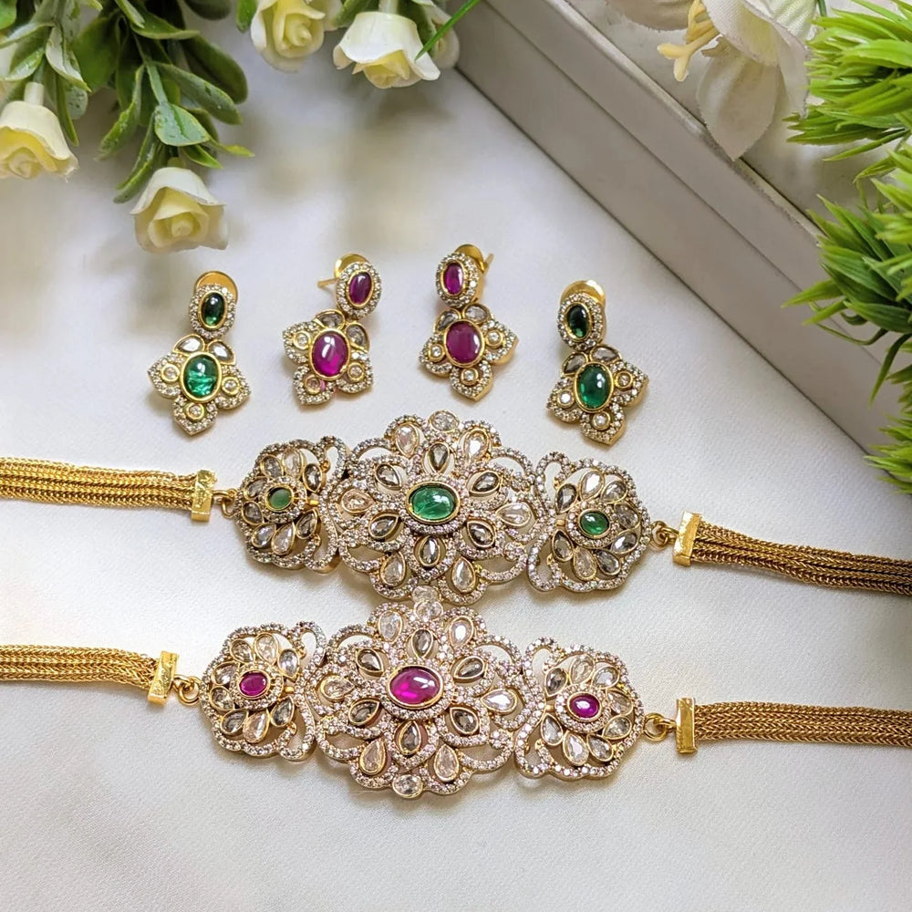 South Indian AD Jewelry Collection – Gold Plated High Quality Set Cosmia